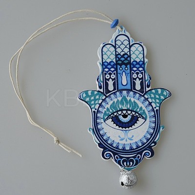 Wood Hamsa Hand/Hand of Miriam with Evil Eye Hanging Ornament WG88966-02-1