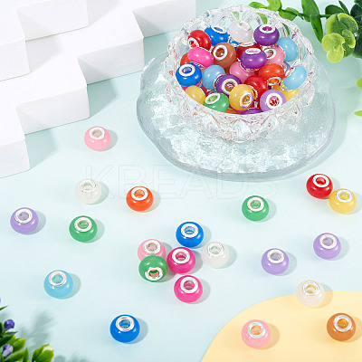 60Pcs 12 Colors Luminous Acrylic European Beads LACR-TA0001-06-1