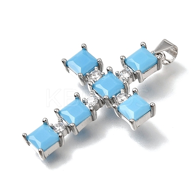 Brass Micro Pave Light Sky Blue Cubic Zirconia Pendants CU-CBAEEA8-20P-1