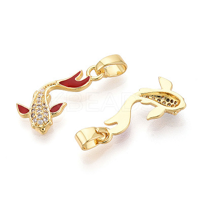 Brass Micro Pave Cubic Zirconia and Enamel Pendants KK-T074-67G-01-1