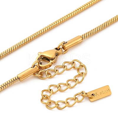 Ion Plating(IP) 304 Stainless Steel Heart Pendant Round Snake Chain Necklaces for Women NJEW-G142-04G-1