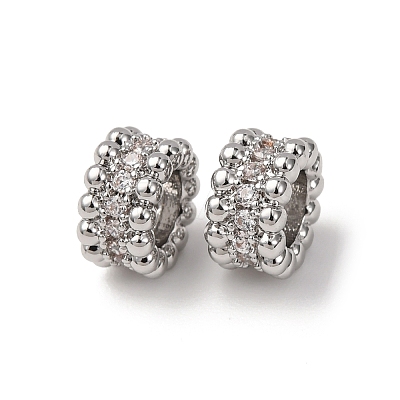Brass Cubic Zirconia European Beads ZIRC-L105-09P-1