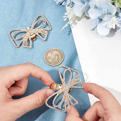 2Pcs Bowknot Alloy Rhinestone Shoe Decorations FIND-CP0002-24B-1