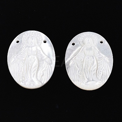 Natural White Shell Mother of Pearl Shell Pendants SSHEL-S264-010-1