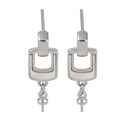 Brass with Shell Stud Earring Findings KK-G497-32P-1
