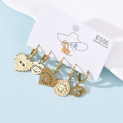5Pcs 304 Stainless Steel Crystal Rhinestone Hoop Earrings EJEW-G447-04G-1
