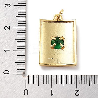 Rack Plating Brass Micro Pave Cubic Zirconia & Glass Pendants KK-Z071-87G-02-1