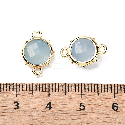 Brass Natural Natural White Jade Imitation Aquamarine Connector Charms KK-Z096-01G-05-1
