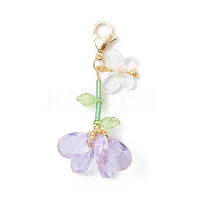 Handmade Glass Seed Beaded and Acylic Butterfly Pendant Decorations Sets HJEW-MZ00259-02-1