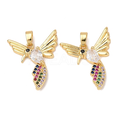 Brass Micro Pave Colorful Cubic Zirconia Pendants KK-G543-04G-03-1