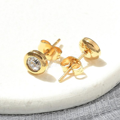 Ion Plating(IP) 304 Stainless Steel Flat Round Stud Earrings EJEW-C099-16A-1