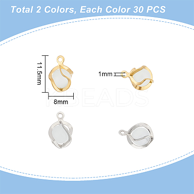 60Pcs 2 Colors Cat Eye Pendants STAS-UN0046-25-1