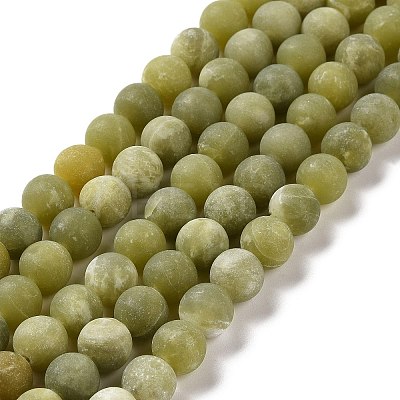 Round Frosted Natural TaiWan Jade Bead Strands X-G-M248-6mm-02-1