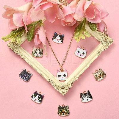 45Pcs 9 Styles Printed Alloy Pendants ENAM-CJ0003-46-1