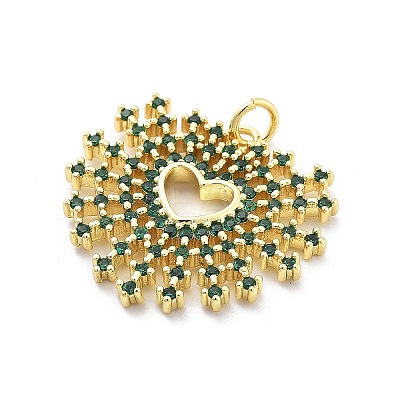 Brass Micro Pave Cubic Zirconia Pendants KK-Q006-35G-02-1