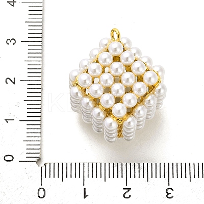 Rack Plating Brass with Plastic Pearl Pendants KK-L210-012G-02-1