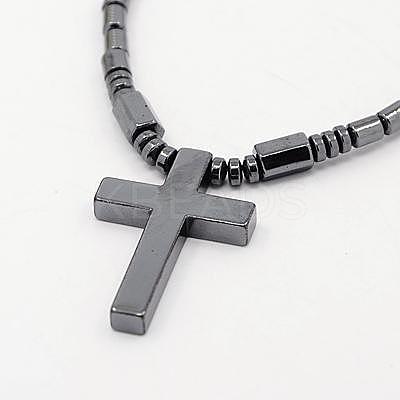 Fashionable Magnetic Synthetic Hematite Necklaces NJEW-K006-21-1