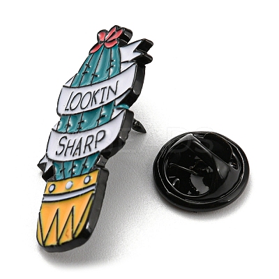 Cactus with Word Look In Sharp Enamel Pins JEWB-Q031-04EB-03-1