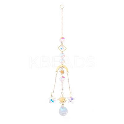 Hanging Crystal Aurora Wind Chimes HJEW-Z003-18-1