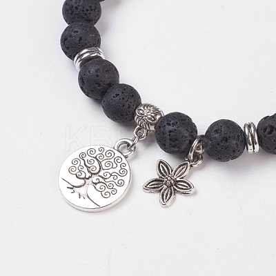 Natural Lava Rock Stretch Bracelets BJEW-JB03772-01-1