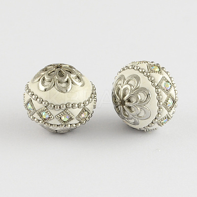 Round Handmade Grade A Rhinestone Indonesia Beads IPDL-S034-08-1