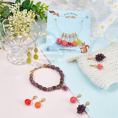 Resin Imitation Fruit Theme Stitch Markers HJEW-AB00185-1