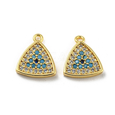 Brass Micro Pave Cubic Zirconia Charms KK-D090-02G-1