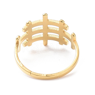 Ion Plating(IP) 304 Stainless Steel Hollow Out Rectangle Adjustable Ring for Women RJEW-I097-04G-1
