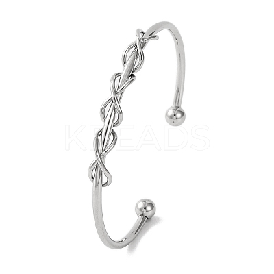 Infinity 304 Stainless Steel Cuff Bangles for Women BJEW-B104-26P-1