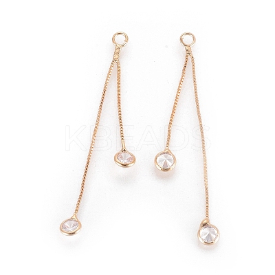 Brass Box Chain Tassel Pendants X-KK-S348-058-1
