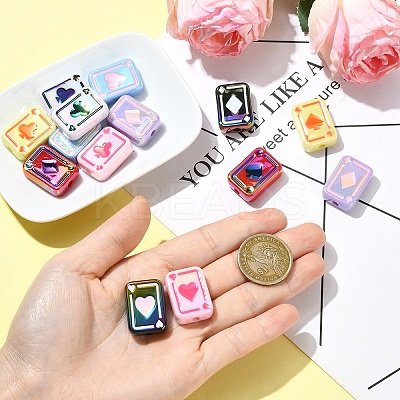 14Pcs 7 Colors UV Plating Rainbow Iridescent Acrylic Enamel Beads SACR-YW0005-06-1