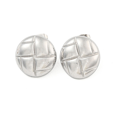 Non-Tarnish Flat Round 304 Stainless Steel Ear Studs EJEW-L290-027P-1