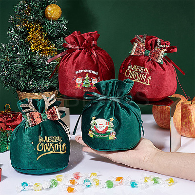 4Pcs 4 Styles Christmas Velvet Candy Apple Bags TP-BC0001-05-1