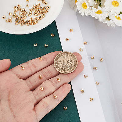 150Pcs Brass Crimp Beads KK-ME0003-52C-1