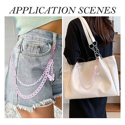 Acrylic Butterfly Layered Chain Belts for Jeans Pants HJEW-TAC0113-1
