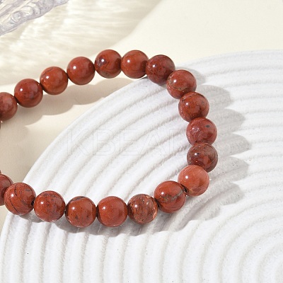 Natural Red Jasper Round Beaded Stretch Bracelets GG-CBA12F1-02A-02-1