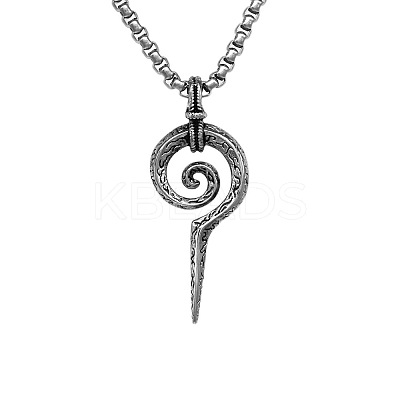 304 Stainless Steel Vintage Spiral Pendant Necklaces for Men FS-WGF8781-01-1