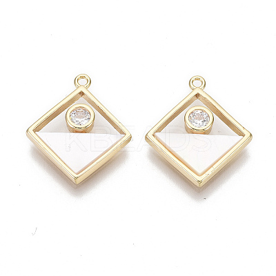 Brass Micro Pave Clear Cubic Zirconia Pendants KK-S356-090-NF-1