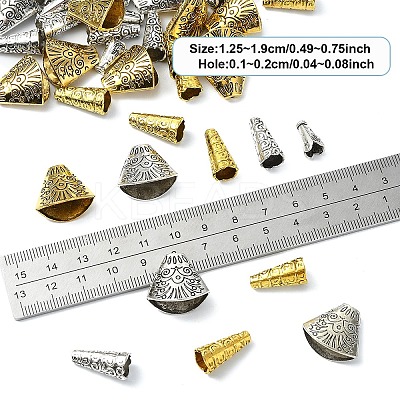50Pcs 5 Styles Apetalous Alloy Bead Cone FIND-YW0006-39-1