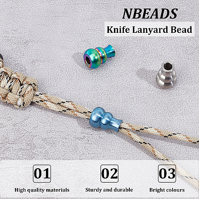 3Pcs 3 Colors Outdoor EDC Tool Titanium Alloy Parachute Rope European Beads FIND-NB0004-97B-1