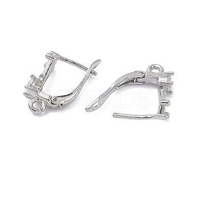 Brass Micro Pave Clear Cubic Zirconia Hoop Earring Findings KK-Z143-07P-1