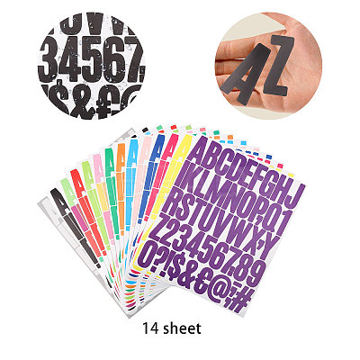 14 Sheets 14 Colors Vinyl Waterproof Cute Letter Decorative Sticker Labels DIY-GL0004-61-1