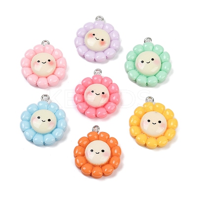 Sunflower Opaque Resin Pendants RESI-Z034-01P-1