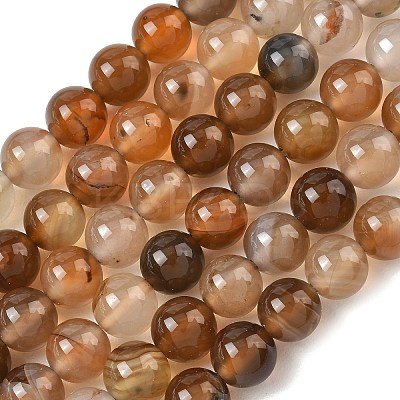 Dyed Natural Agate Round Beads Strands X-G-E321B-8mm-01-1