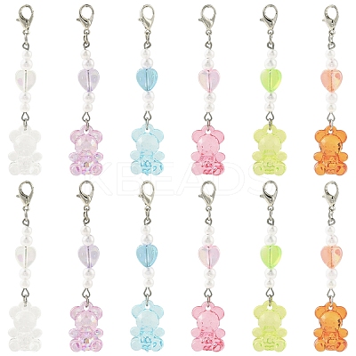 18Pcs 6 Colors Acrylic Pendant Decorations HJEW-YW00228-1