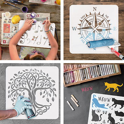 PET Hollow Out Drawing Painting Stencils DIY-WH0391-0198-1