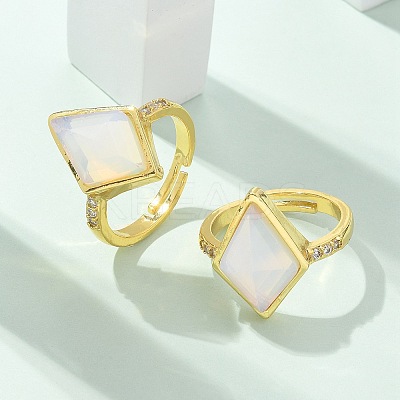 Rhombus Opalite Finger Rings RJEW-B113-01G-05-1