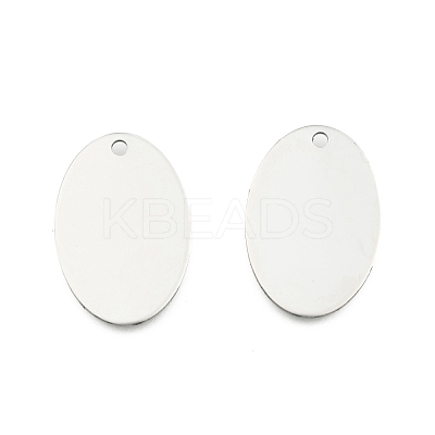 Tarnish Resistant 201 Stainless Steel Oval Stamping Blank Tag Pendants STAS-R064-03-1