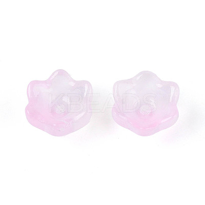Transparent Two Tone Spray Painted Glass Bead Caps A-GLAA-Q089-002B-008-1