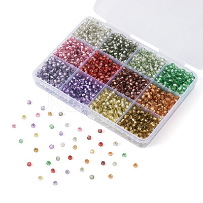 180G 12 Colors Silver Lined Glass Seed Beads SEED-TA0001-73-1